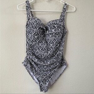 Bondeye Australia patterned black and white one piece ruched swimsuit